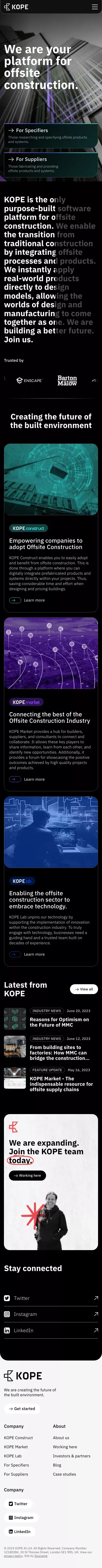Your platform for offsite construction | KOPE mobile view