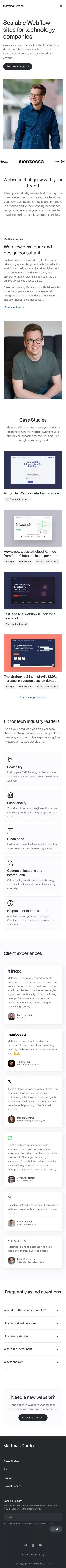 Matthias Cordes - Webflow Developer & Design Consultant from Hamburg, Germany mobile view