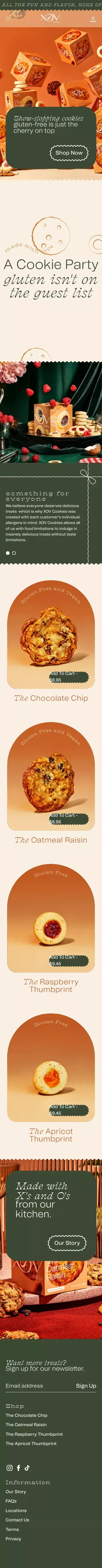 XOV Cookies mobile view
