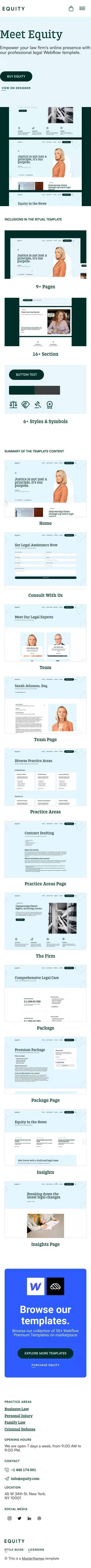 Equity - Webflow Ecommerce website template mobile view