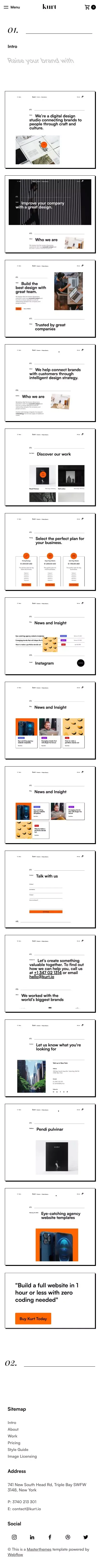 Kurt - Webflow Ecommerce website template mobile view