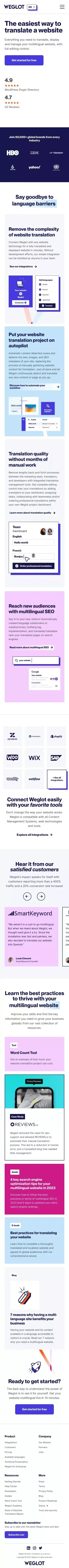 Weglot | Your solution for website translation, internationalization, and multilingual SEO mobile view