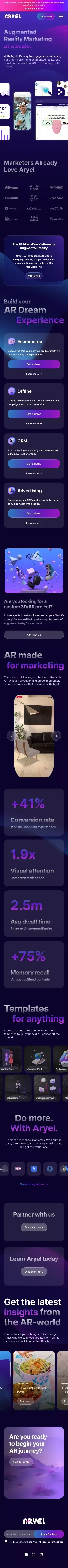 Aryel | Augmented Reality Marketing at a scale. mobile view