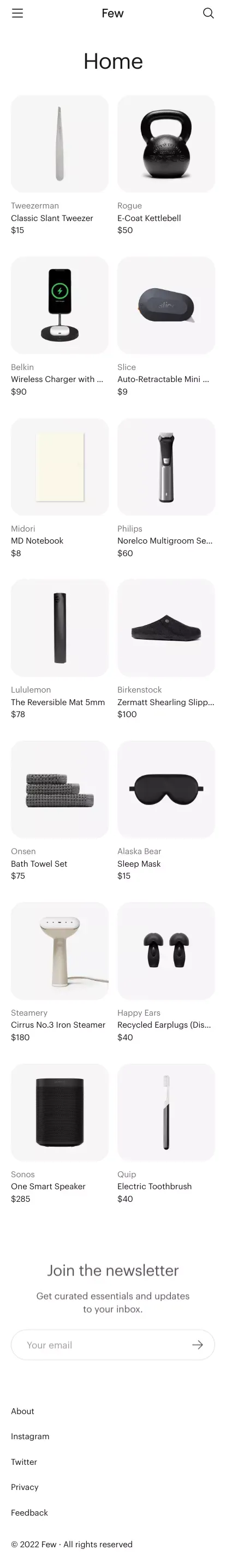 Home Essentials - Few mobile view