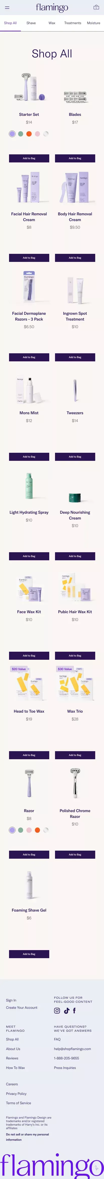 Shop All Products | Flamingo mobile view