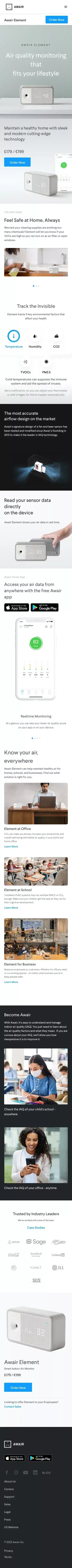 Air Quality Monitor For Your House | Awair Element mobile view