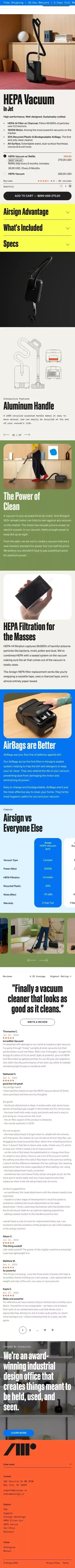Airsign HEPA Vacuum - Airsign mobile view