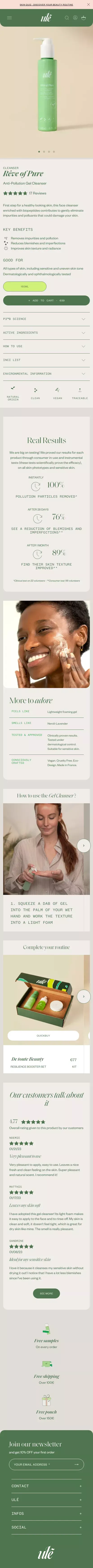 Rêve of Pure | Anti-Pollution Cleansing Gel | Ulé mobile view