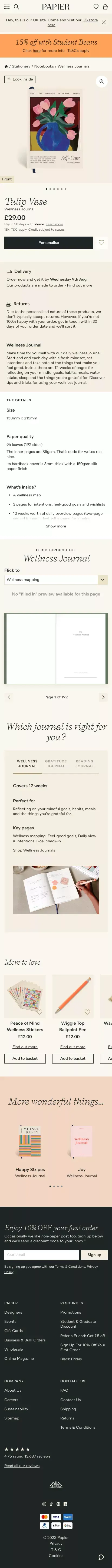 Tulip Vase | Wellness Journal | Papier mobile view
