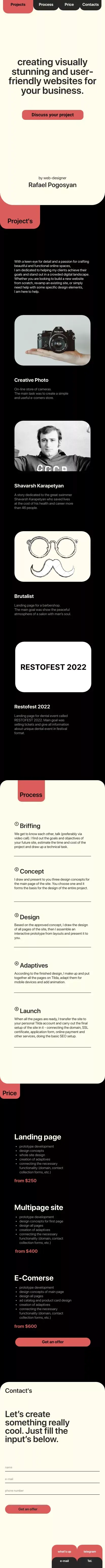 YANEK agency/creating visually stunning websites mobile view