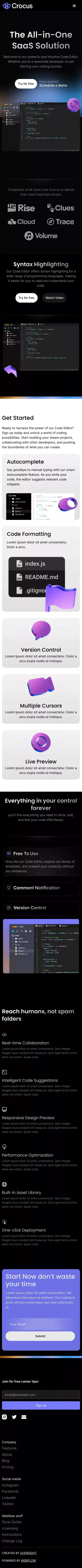 Crocus - Webflow HTML website template mobile view