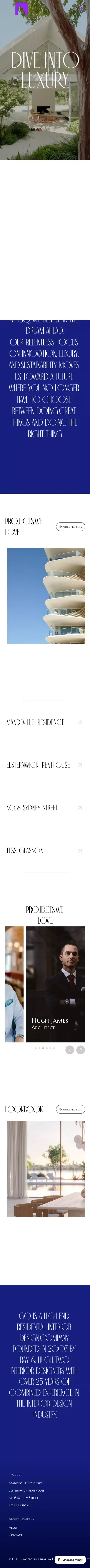 GQ - A Premium Interior Firm Portfolio in Framer mobile view