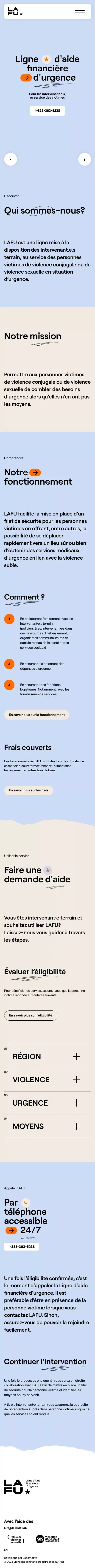 Ligne d'aide financière d'urgence | LAFU mobile view