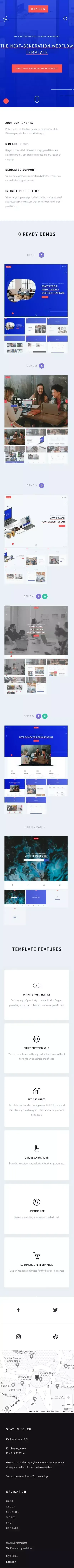 Oxygen - UI Kit Webflow Website Template mobile view