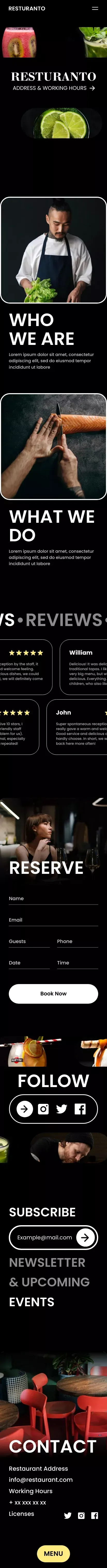 Resturanto- Webflow HTML Website Template mobile view