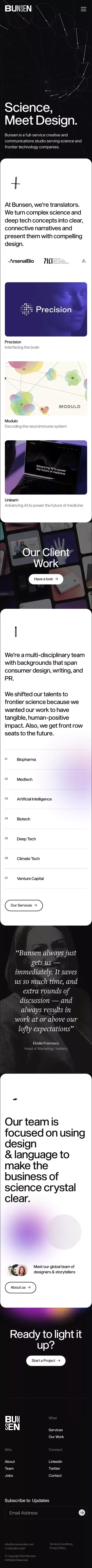 Bunsen Studio | Science, Meet Design mobile view