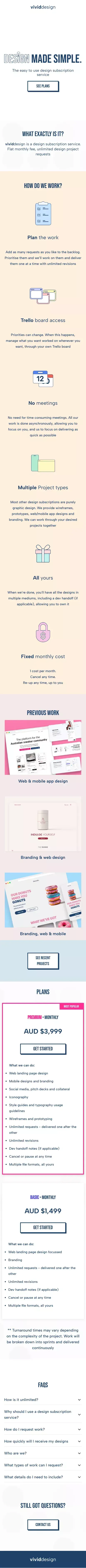 Vivid Design - The easy to use design subscription service mobile view