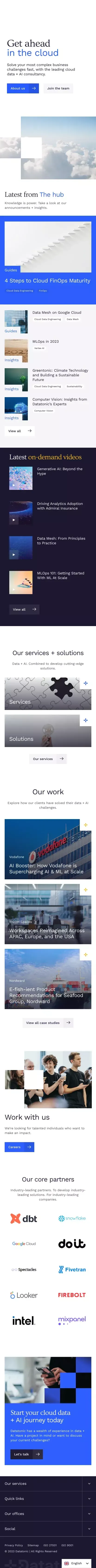 Homepage | Datatonic mobile view