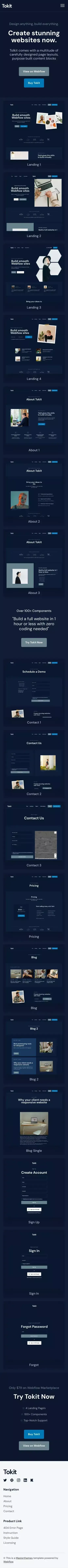 Tokit - Webflow HTML website template mobile view