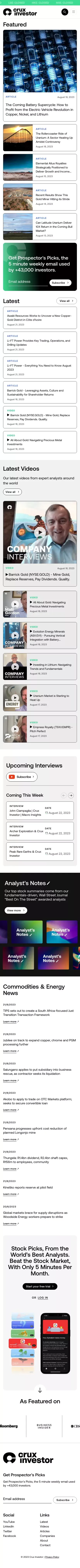 Crux Investor | Mining Stock Insights mobile view