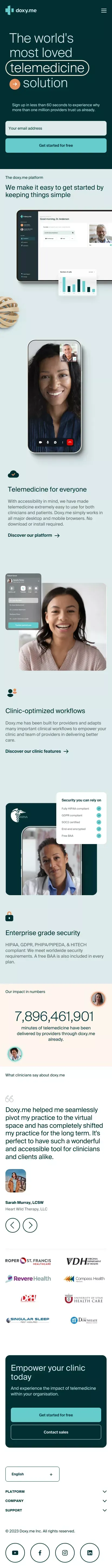The Simple, Free, and Secure Telemedicine Platform | Doxy.me mobile view