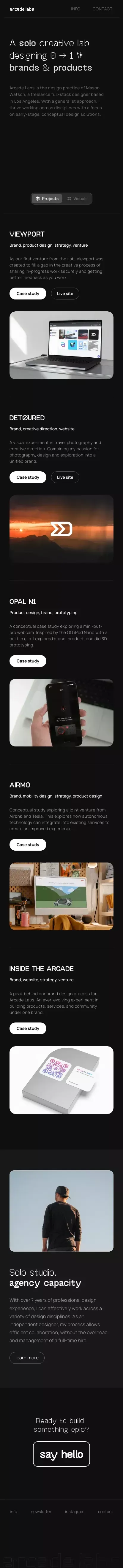 Arcade Labs | Freelance Product Desiger | Design for Startups mobile view