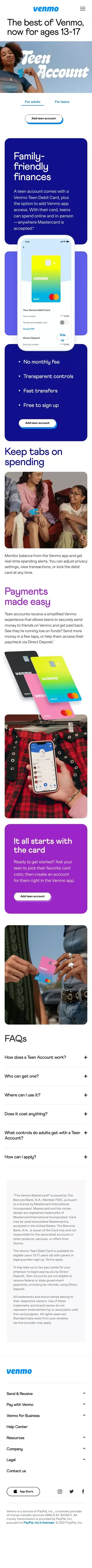 Venmo Teen Account | Venmo mobile view