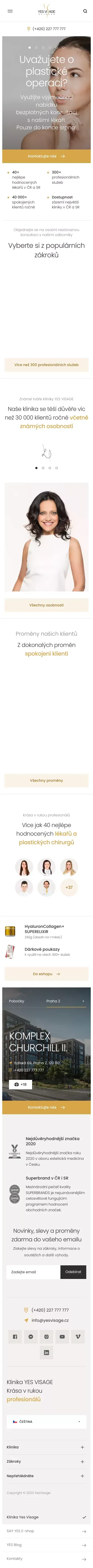 Klinika estetickÃ© medicÃ­ny a plastickÃ© chirurgie YES VISAGE mobile view