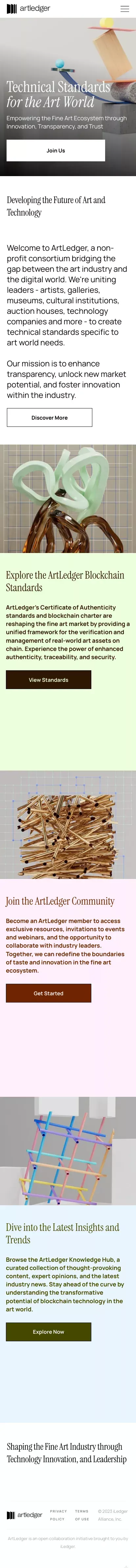 ArtLedger - Technical Standards for the Art World mobile view