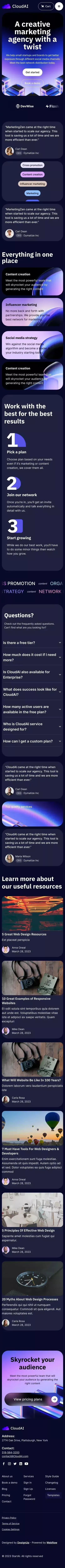 CloudAI - Webflow Ecommerce Website Template mobile view