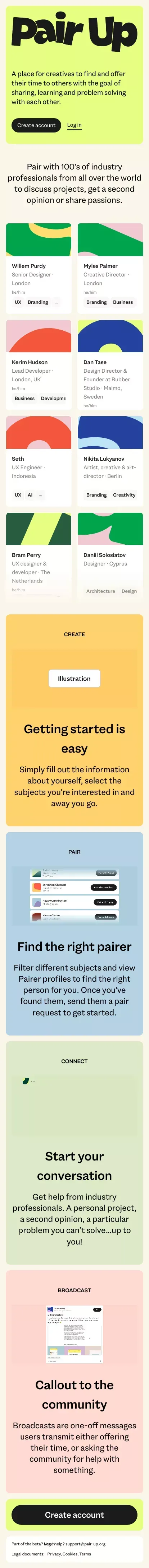 Pair Up mobile view