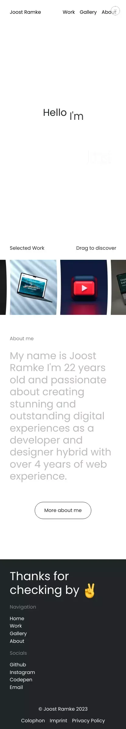 Joost Ramke - Developer, Designer & Photographer mobile view