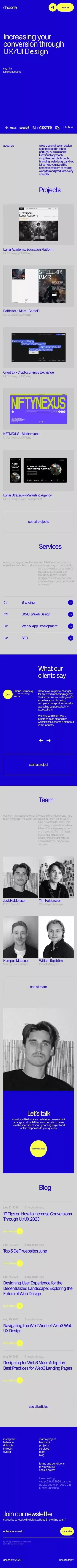 dacode - web3 design agency mobile view