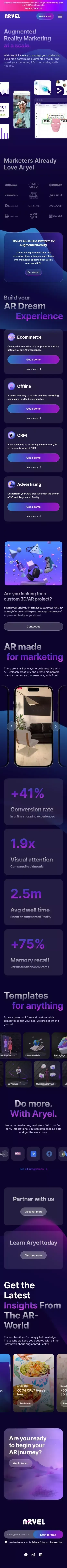 Aryel | Augmented Reality Marketing at a scale. mobile view