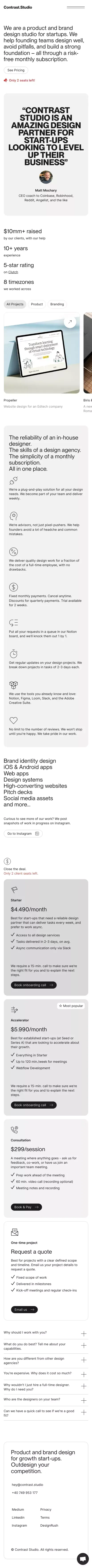 Contrast Studio - Product & Brand Design for Start-ups mobile view