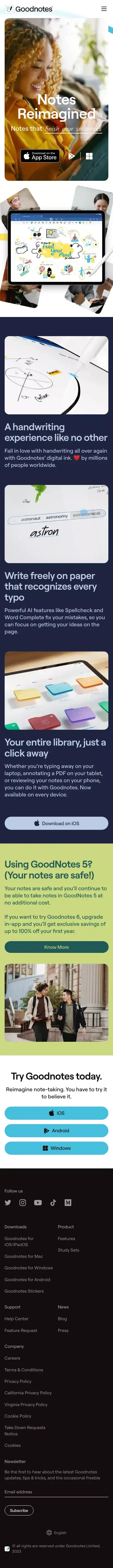 Goodnotes | Notes Reimagined | Note-Taking App mobile view