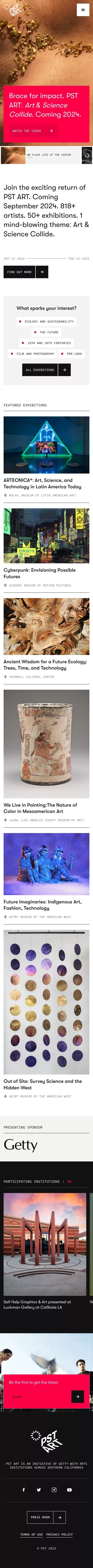 Homepage | PST ART: Art & Science Collide mobile view