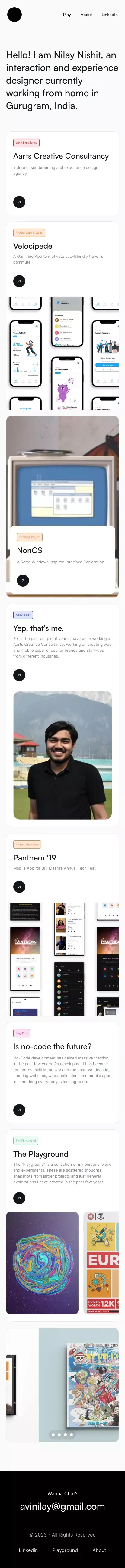 Nilay - Interaction & Experience Designer mobile view