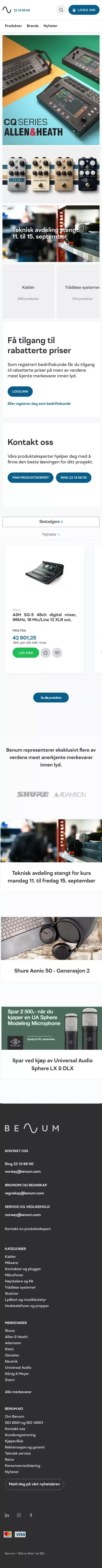 Startsiden mobile view