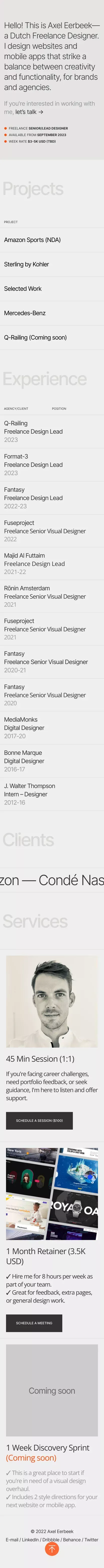Axel Eerbeek - Portfolio mobile view