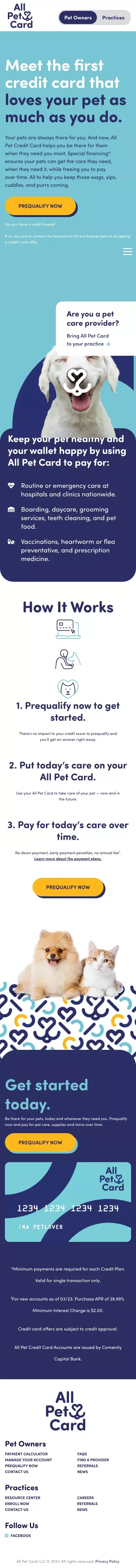 All Pet Card | The Credit Card Designed for Pet Owners mobile view