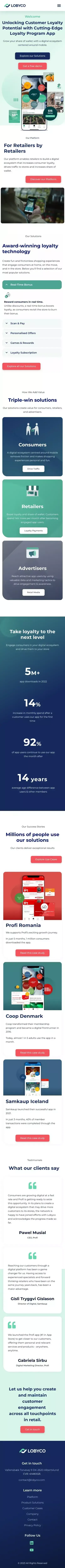 Lobyco - Customer Loyalty Software - Loyalty Program App mobile view