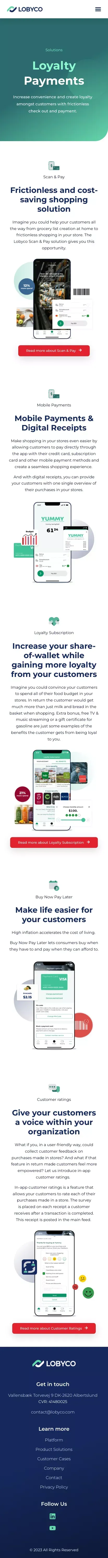 Loyalty Payments - Loyalty App - Scan and Pay App mobile view