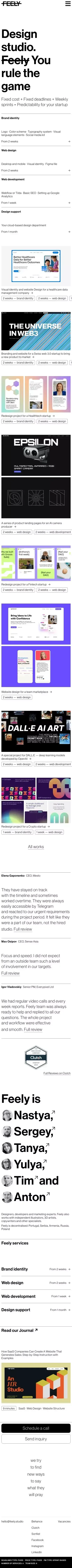 Feely The Startup Branding agency mobile view