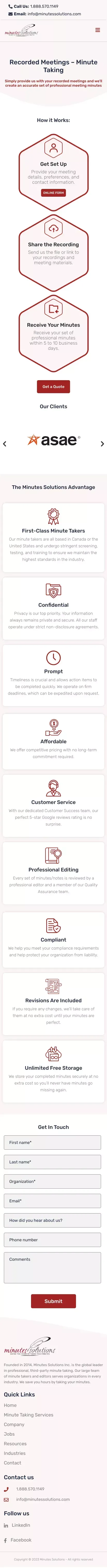 Recorded Meetings | Minutes Solutions Services mobile view