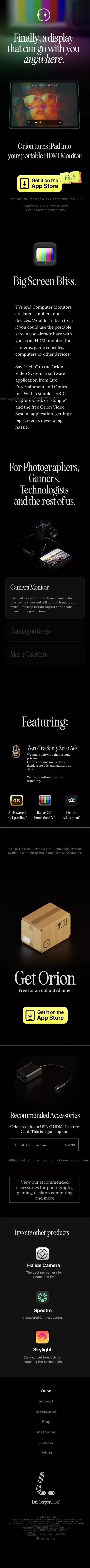 Orion - HDMI Monitor for iPad mobile view