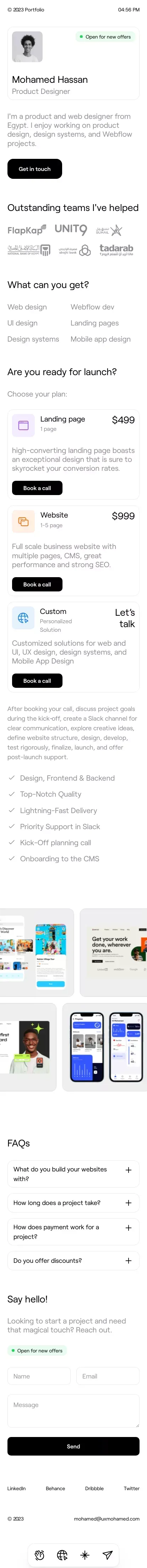 Mohamed Hassan — Product Designer mobile view