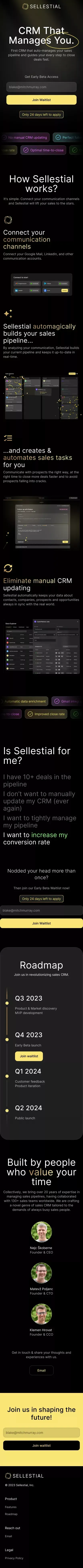 CRM That Manages You ∙ Sellestial mobile view