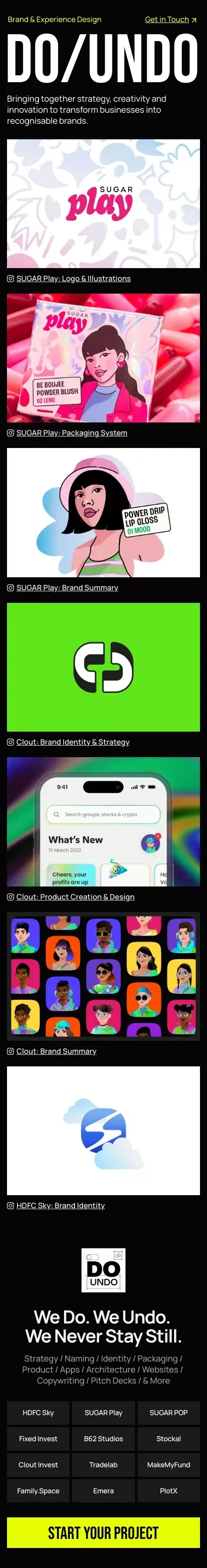 Do/Undo â A Brand Creation & Experience Design Studio mobile view