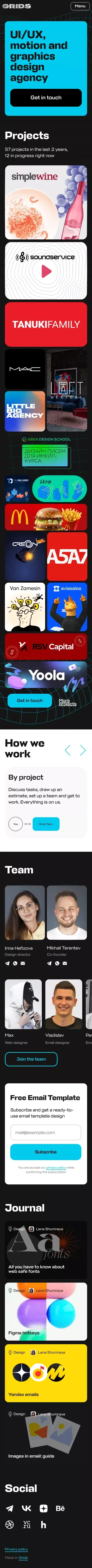 Grids.Agency — Design agency mobile view